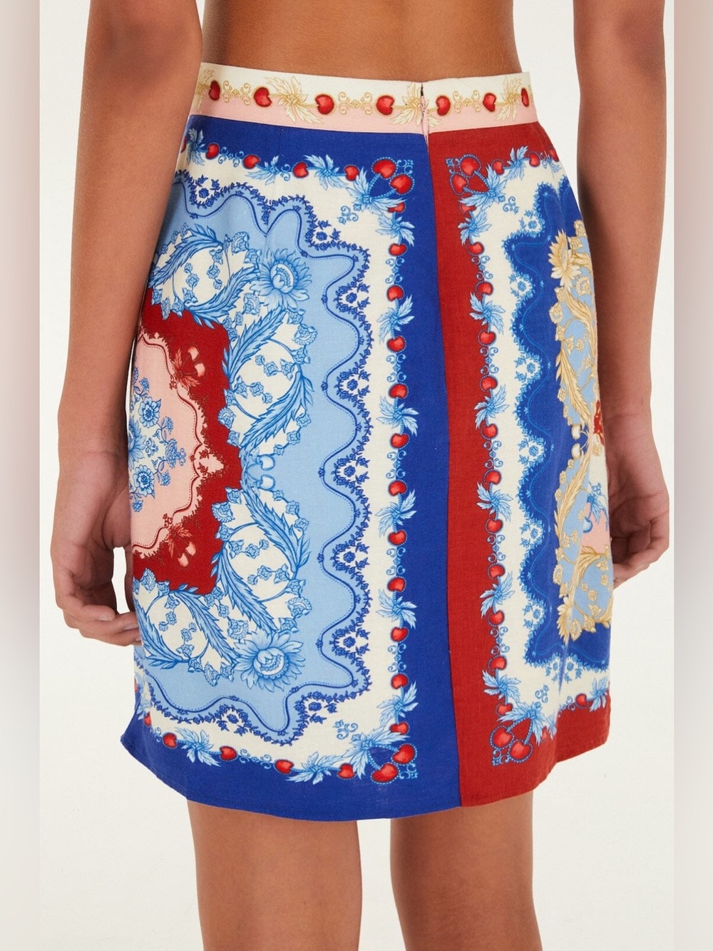 Farm Rio Mixed Cherry Royalty Scarf Mini Skirt - Picture 5 of 6